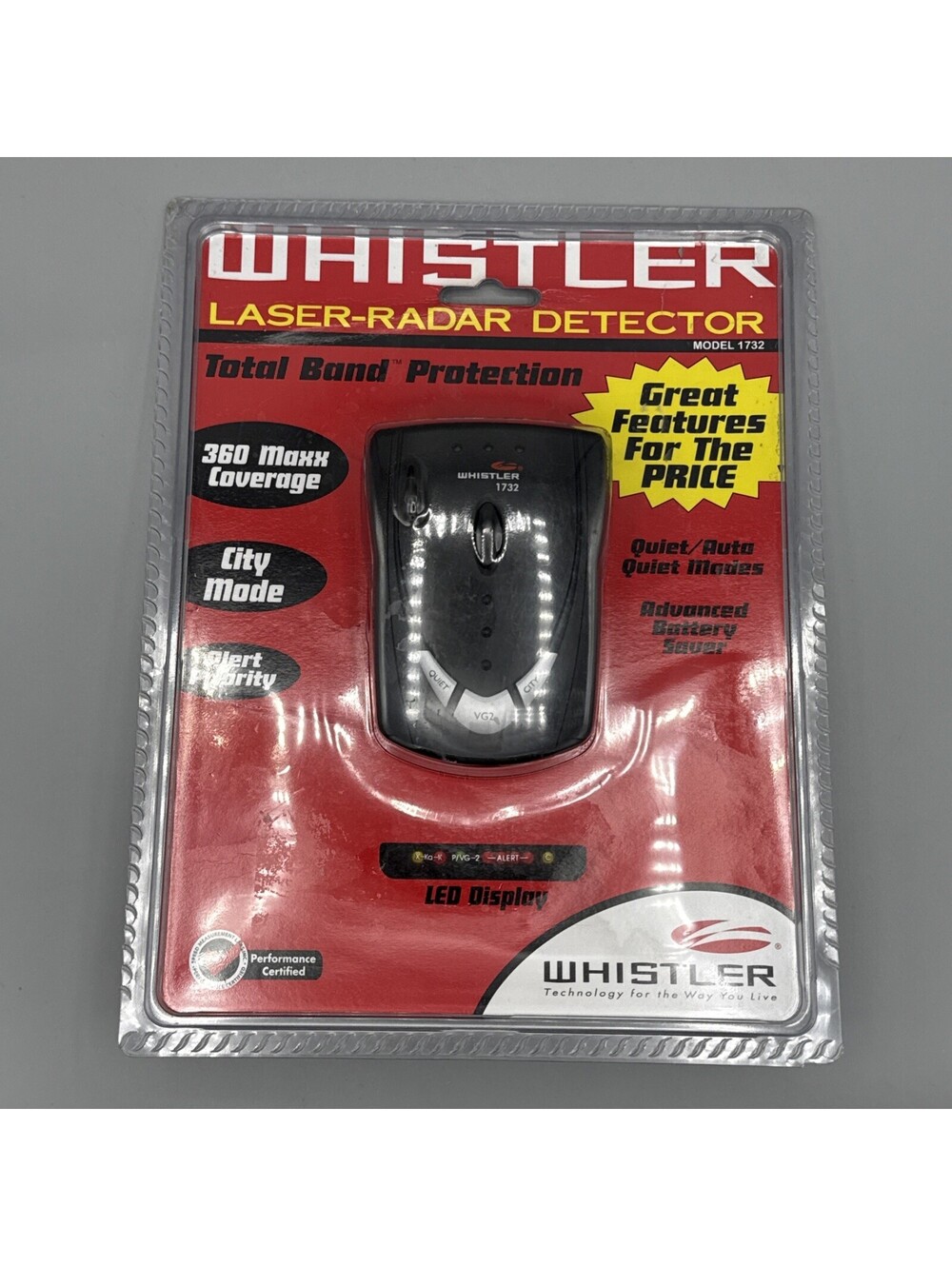 Whistler Laser Radar Detector 1732 Total Band - New/Sealed